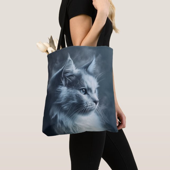 Bolso De Tela Gato de Ragdoll en niebla (Detalle)