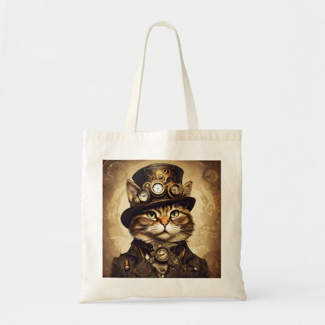 Bolso De Tela Gato de Steampunk (Frente)