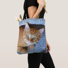 Bolso De Tela Gato de Tabby anaranjado lindo de los ojos verdes