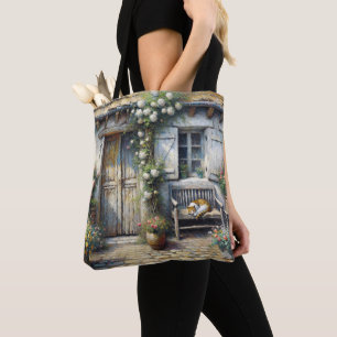 Bolso De Tela Gato De Tabby En El Antiguo Banco