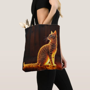Bolso De Tela Gato de tabby iluminación cálida animal aura de br
