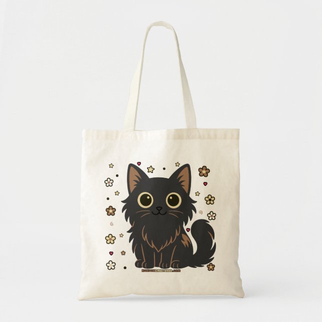 Bolso De Tela Gato de Tina Floral enredado (Frente)