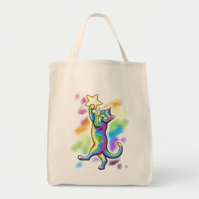 Bolso De Tela Gato del arco iris en espacio de Carrie Michael (Frente)