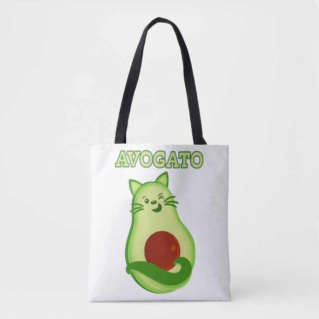 Bolso De Tela Gato del gatito del Keto del aguacate que guiña en (Anverso)