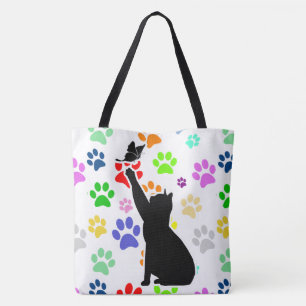 Bolso De Tela Gato del patrón de trazos de trazos de trazos de t