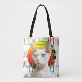 Bolso De Tela Gato Devon Rex para gato blanco loco diseño Sfinx