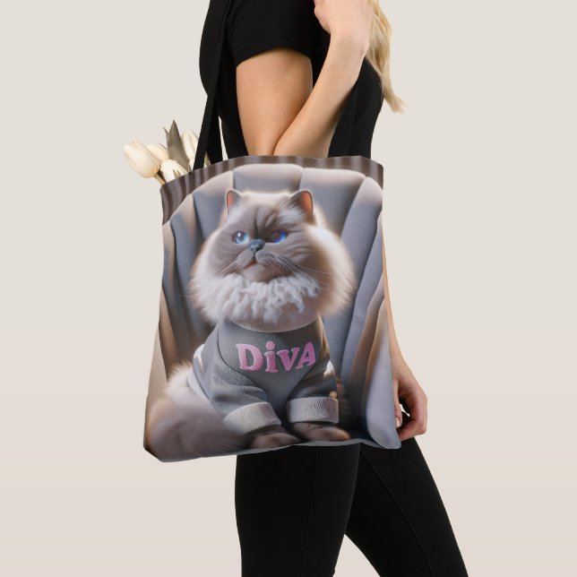 Bolso De Tela Gato diva del Himalaya (Detalle)