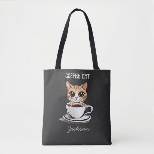 Bolso De Tela Gato Divertido de Café Lindo