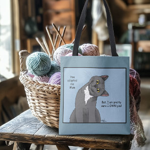 Bolso De Tela Gato Divertido Día de la Madre Gato Gris Azul