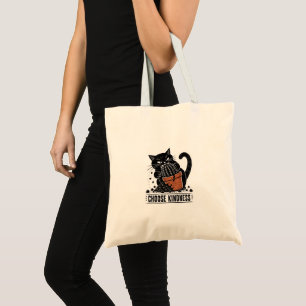 Bolso De Tela Gato Divertido Elige Amabilidad Linograbado Meme
