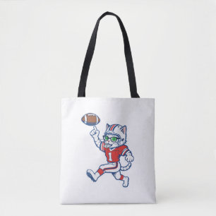 Bolso De Tela Gato Divertido Jugador de Fútbol Americano