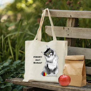 Bolso De Tela Gato divertido y esponjoso Maine Coon Humor verde
