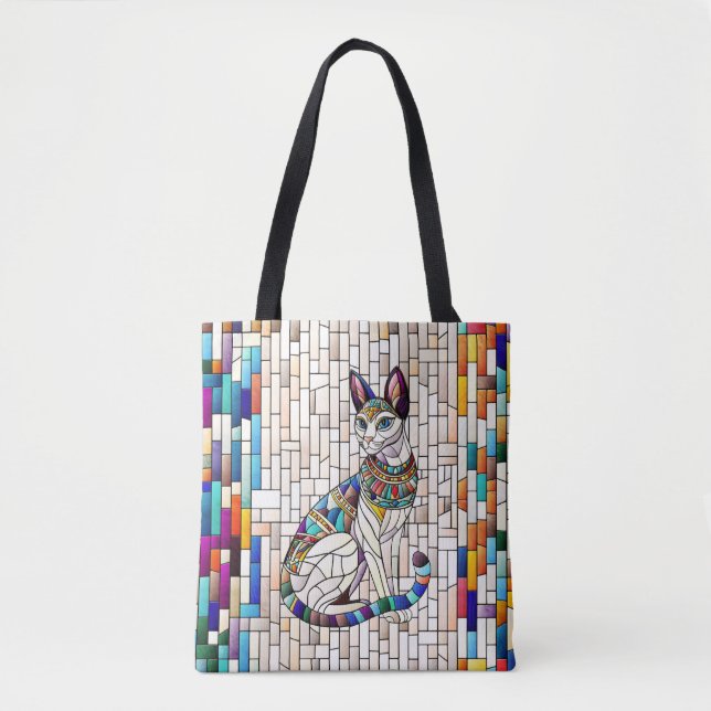 Bolso De Tela Gato egipcio - Arte Mosaico (Anverso)