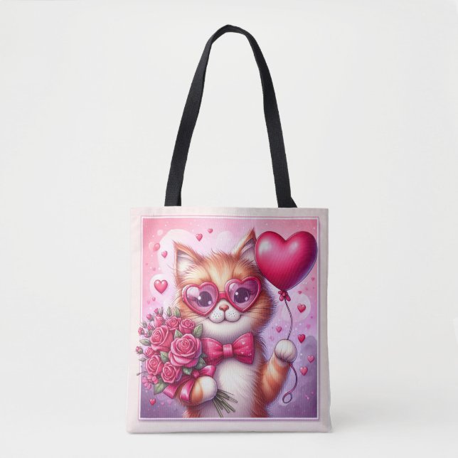 Bolso De Tela Gato El día de San Valentín/gatito (Anverso)