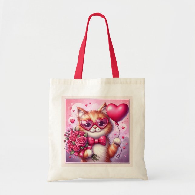 Bolso De Tela Gato El día de San Valentín/gatito (Frente)