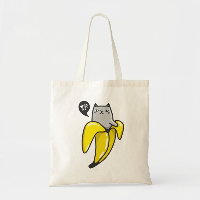 Bolso De Tela Gato en banana (Frente)