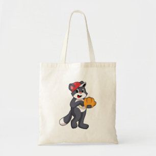 Bolso De Tela Gato en béisbol con guante de béisbol.PNG