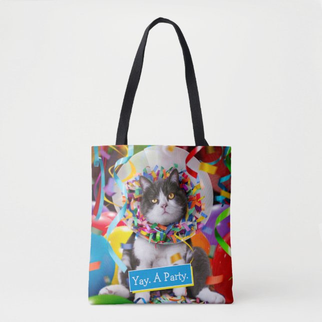Bolso De Tela Gato En Cono Fiesta (Anverso)