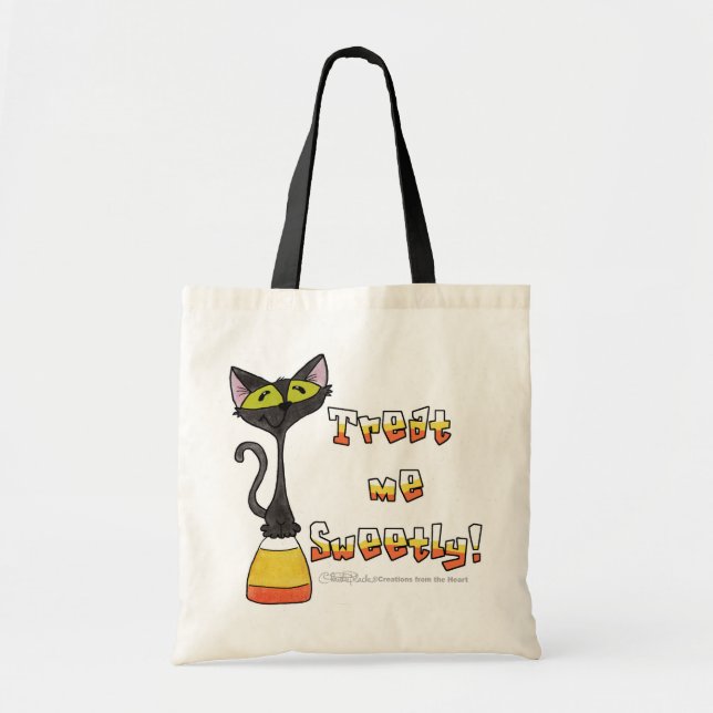 Bolso De Tela Gato en el maíz dulce me trata dulcemente (Frente)
