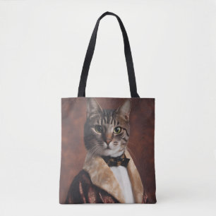 Bolso De Tela Gato en la Chaqueta de Fumar
