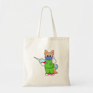 Bolso De Tela Gato en la vacunación con jeringas