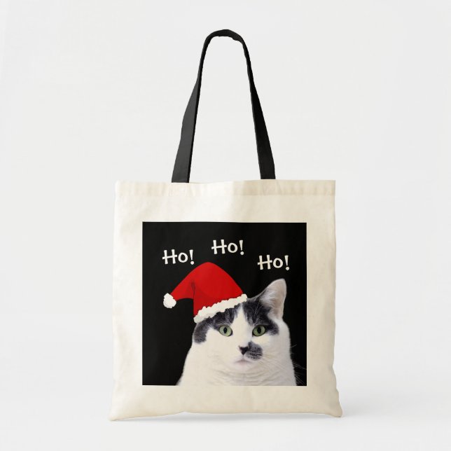 Bolso De Tela Gato en Navidades de Santa Hat (Frente)