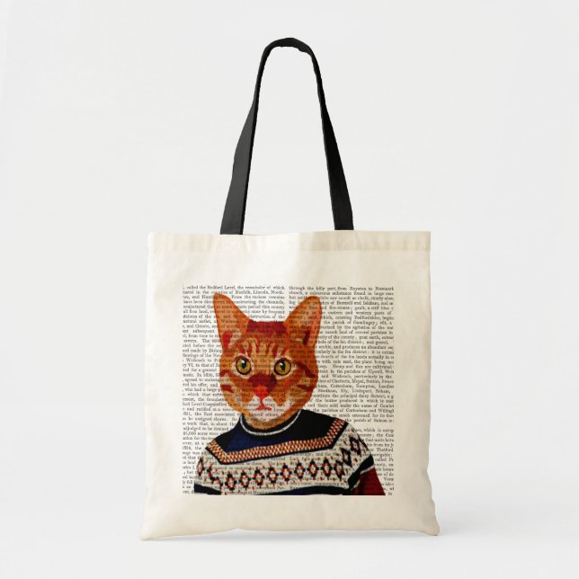 Bolso De Tela Gato en suéter de esquí 2 (Frente)