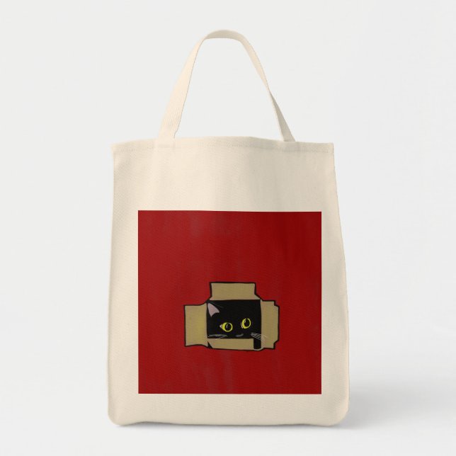 Bolso De Tela Gato en una caja (Frente)