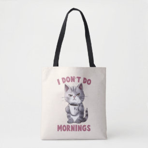 Bolso De Tela Gato enojado - No hago mañanas