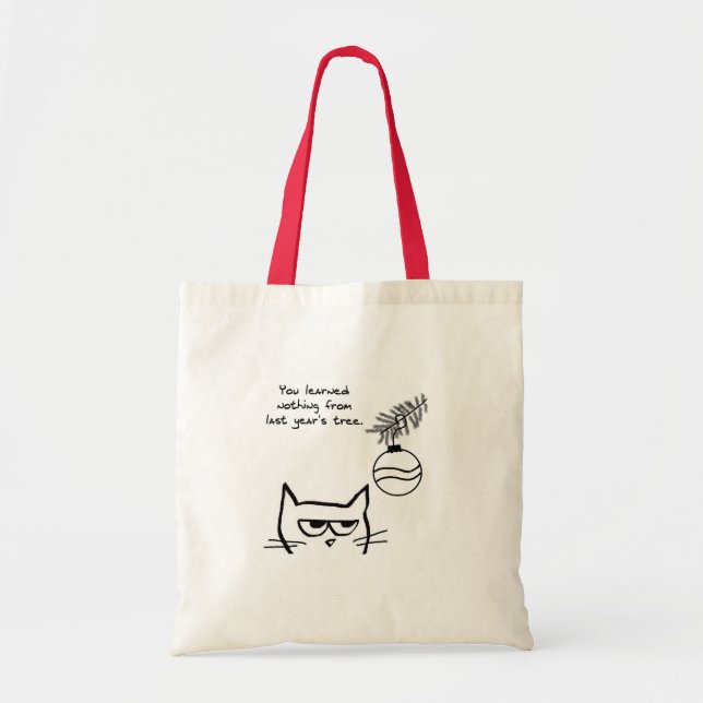 Bolso De Tela Gato enojado y el árbol de navidad (Frente)