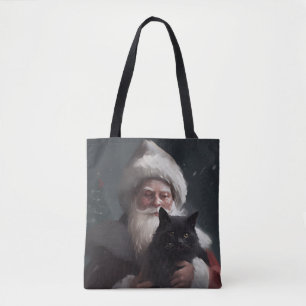 Bolso De Tela Gato Esmoquin con Papá Noel Festivo de Navidad
