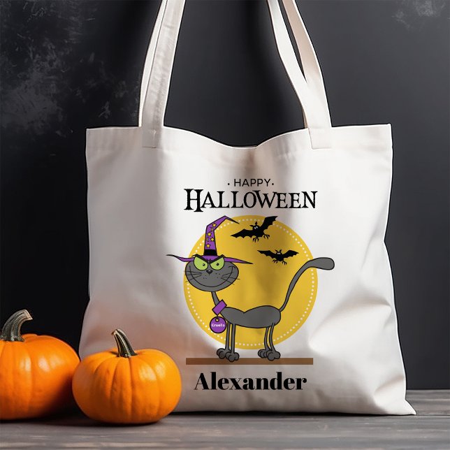 Bolso De Tela Gato Espeluznante con Murciélagos Halloween Person (Subido por el creador)