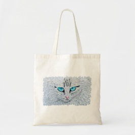 Bolso De Tela Gato Esponjoso De Ojos Azules