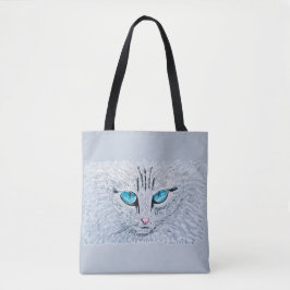 Bolso De Tela Gato Esponjoso De Ojos Azules
