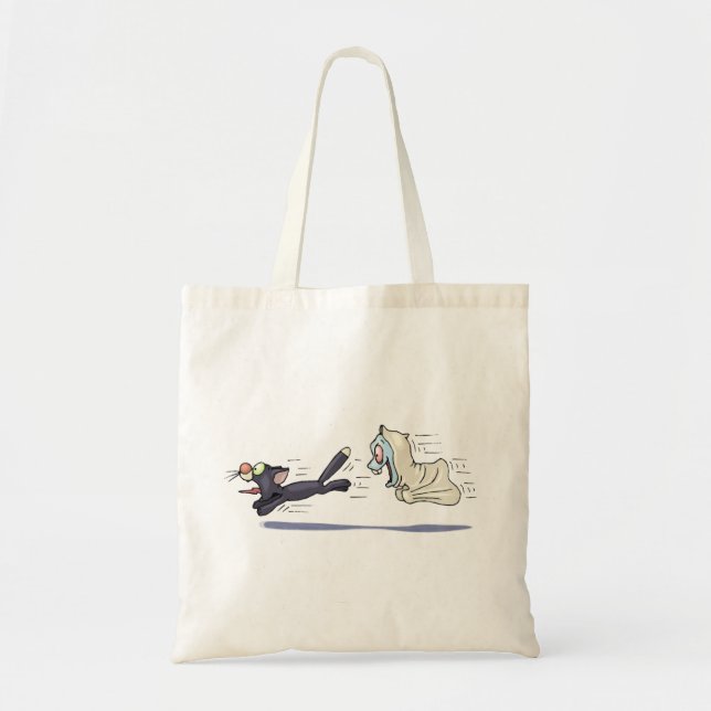 Bolso De Tela Gato fantasma persiguiendo (Frente)