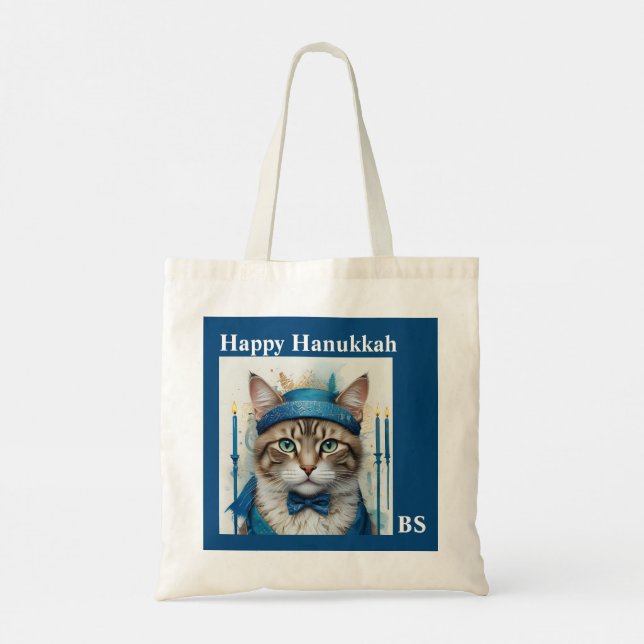 Bolso De Tela Gato festivo disfrazado de hanukkah juguetón (Reverso)