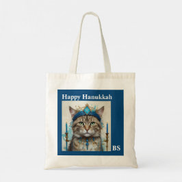 Bolso De Tela Gato festivo disfrazado de hanukkah juguetón