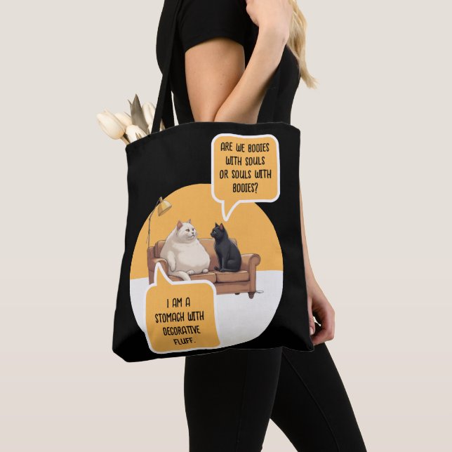 Bolso De Tela Gato Filosofal de Humor Intelectual Frase Divertid (Detalle)