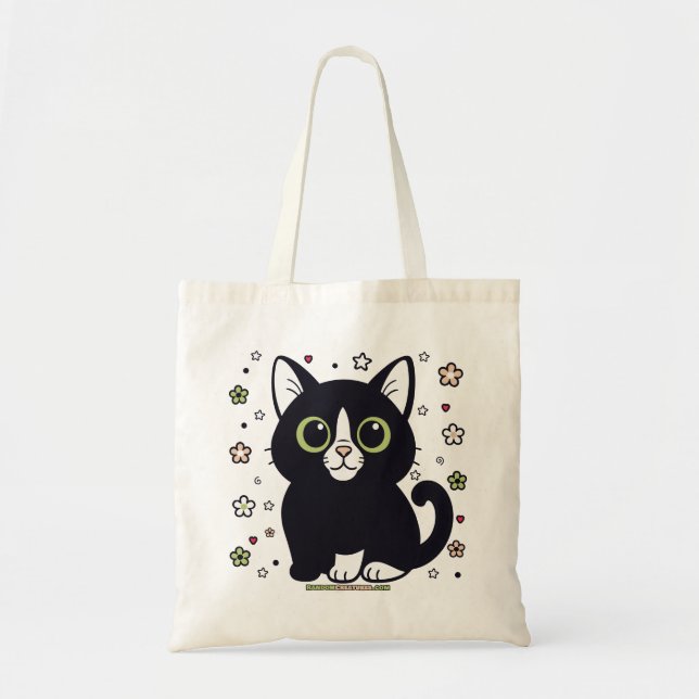 Bolso De Tela Gato floral del Boxer audaz (Frente)