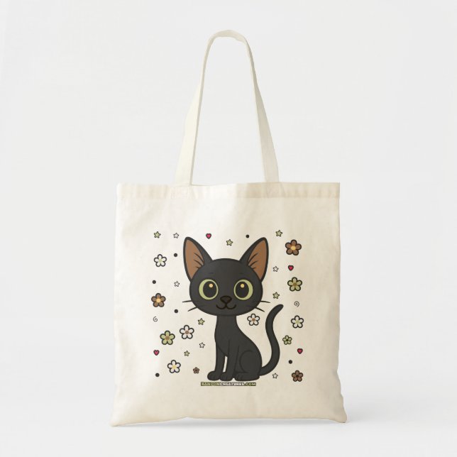Bolso De Tela Gato floral luminoso de Luno (Frente)