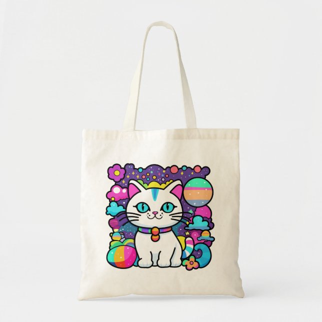 Bolso De Tela Gato gatito cósmico (Frente)