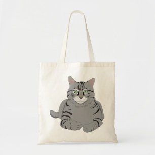 Bolso De Tela Gato Gatito Gris Tigre Tabby Mascota Animal domést