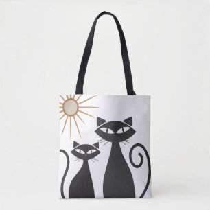 Bolso De Tela Gato genial de la era atómica retro de mediados de