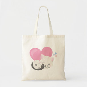 Bolso De Tela Gato gitano dulce durmiendo con un gran corazón en