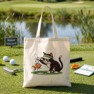 Bolso De Tela Gato Golfista Divertido Pescando Peligro de Agua