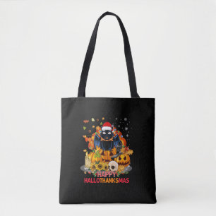 Bolso De Tela Gato gracioso Feliz Hallothanksmas Halloween Thank