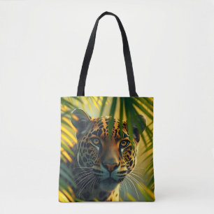 Bolso De Tela Gato grande de jungla salvaje de leopardo tropical