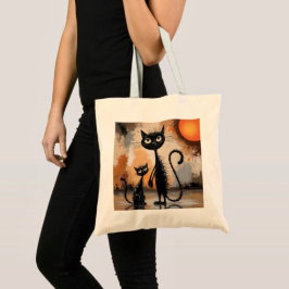 Bolso De Tela Gato Grande Gato Pequeño Halloween