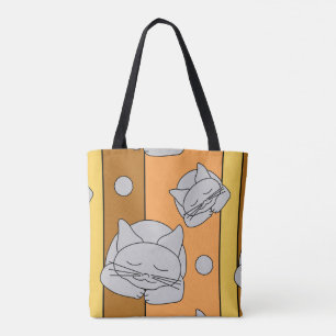 Bolso De Tela Gato gris durmiente