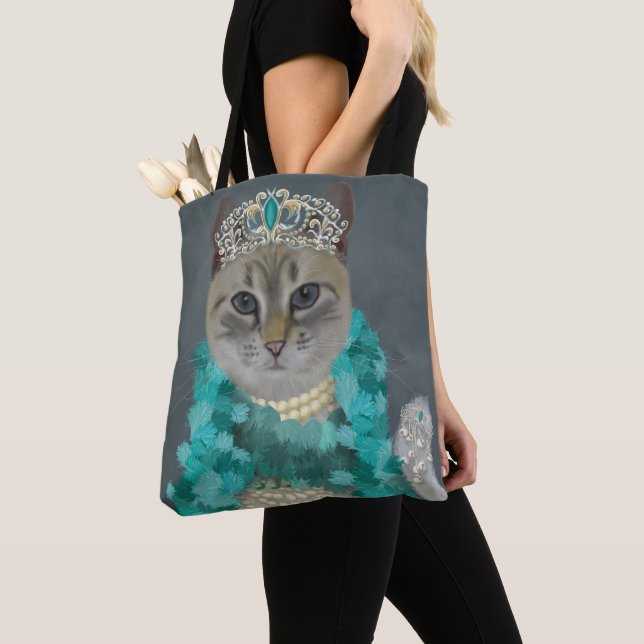 Bolso De Tela Gato gris el | adornado con el retrato de Belces (Detalle)